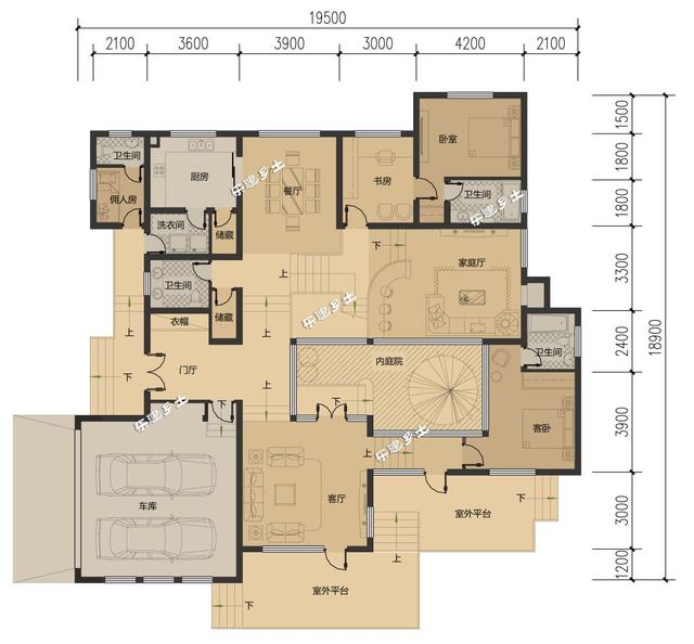美式別墅設計圖，造型舒展，層次豐富。