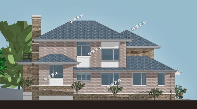 美式別墅設計圖，造型舒展，層次豐富。