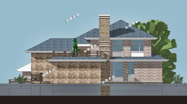 美式別墅設計圖，造型舒展，層次豐富。