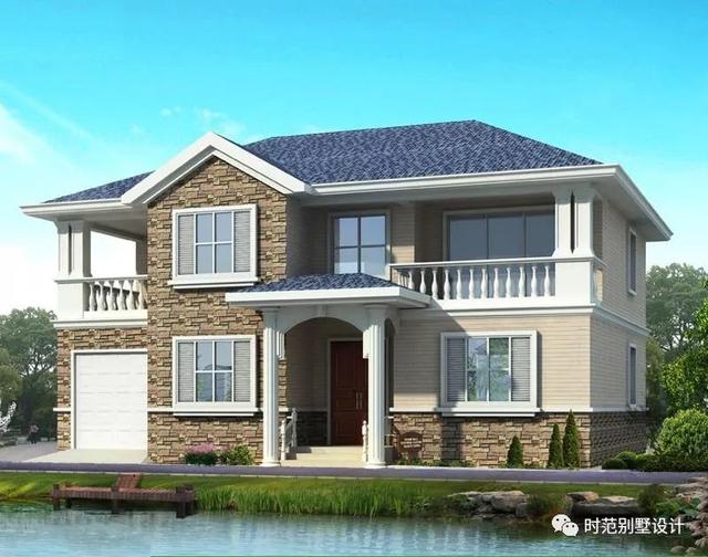 兩層歐式別墅設計圖，帶車庫，環境清幽，采光好。