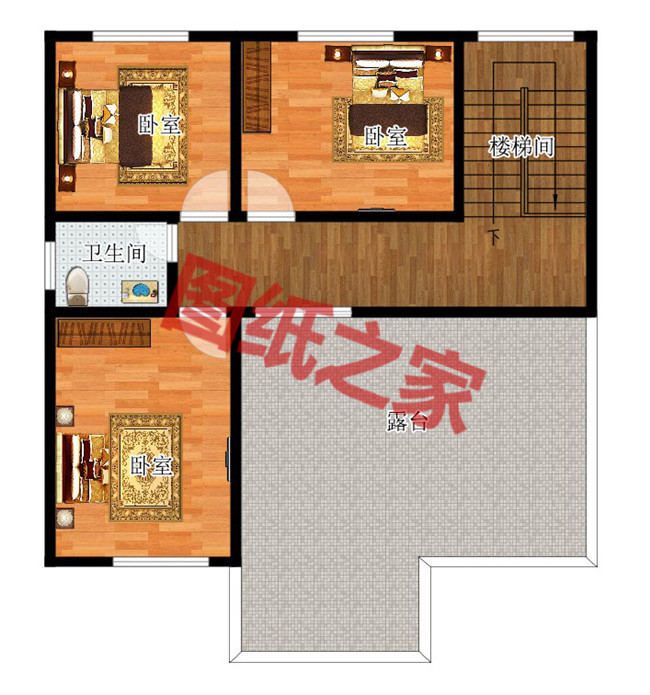 占地105平實用三層樓房別墅設計圖紙，造型方正簡單大氣