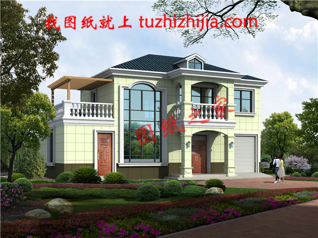 農(nóng)村二層樓簡(jiǎn)單大氣的樓房設(shè)計(jì)圖紙，帶車庫(kù)，帶露臺(tái)