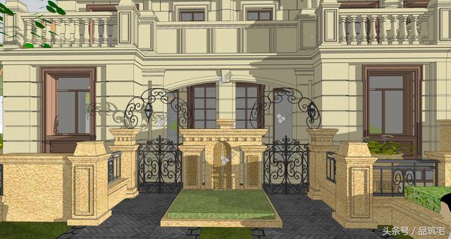 四聯排法式別墅設計圖，花園+庭院，整體造型大氣恢弘