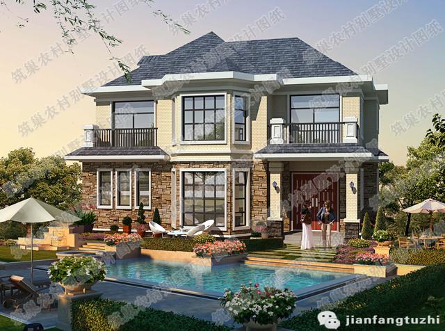 5款二層占地120㎡左右農村別墅全套設計施工圖，造價都在30萬以內