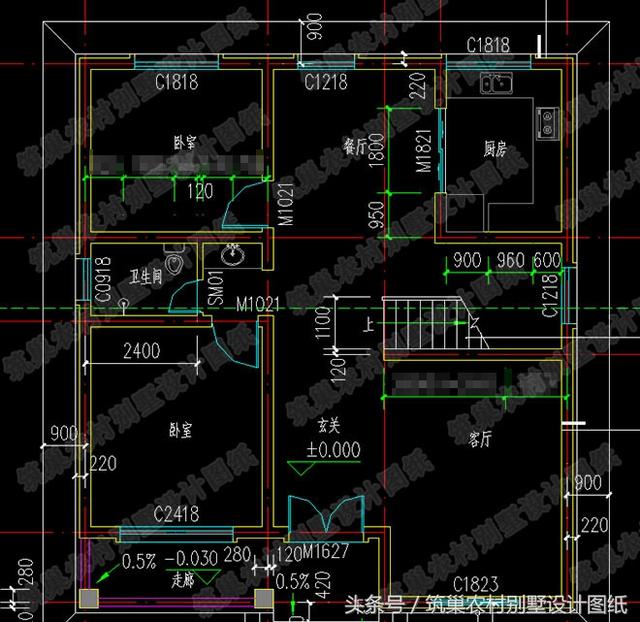 5款二層占地120㎡左右農村別墅全套設計施工圖，造價都在30萬以內