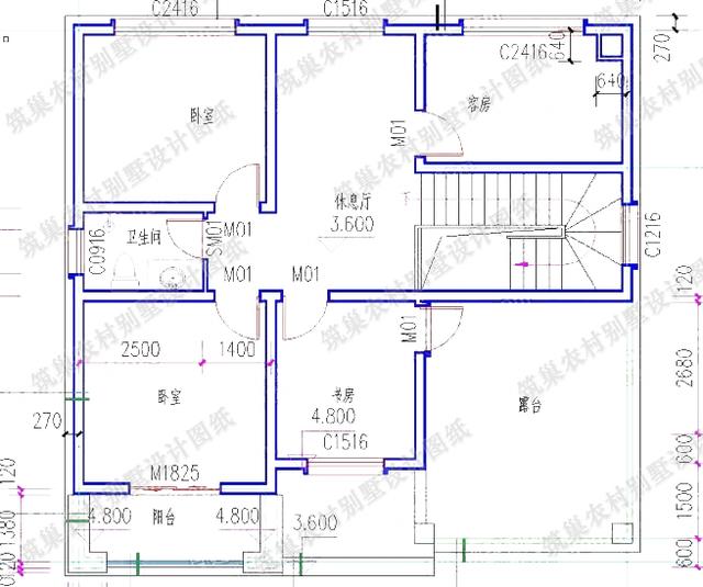 5款二層占地120㎡左右農村別墅全套設計施工圖，造價都在30萬以內