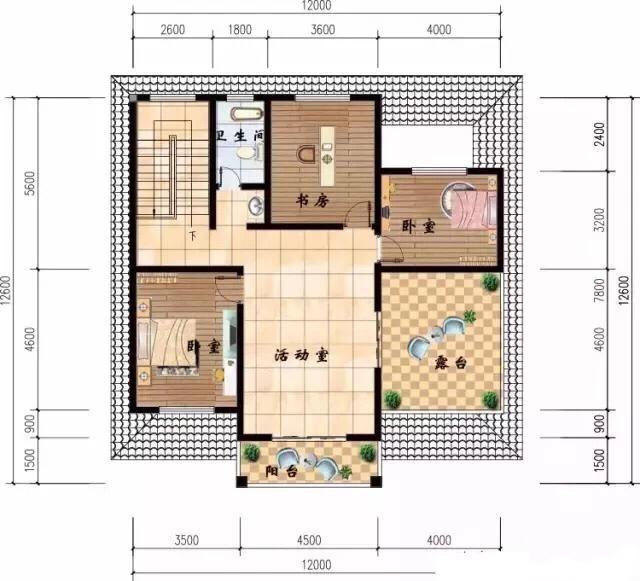 三層精美別墅設計圖，12×15米，戶型方正，會讓人住的非常舒服