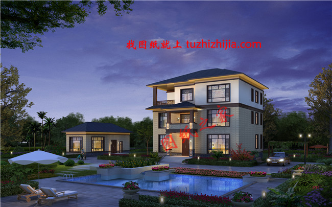 農村三層別墅設計圖紙，造價50萬左右，中式風格，沉穩內斂