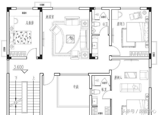 三層中式園林風格別墅設計圖，涼亭池塘應有盡有，一家人其樂融融