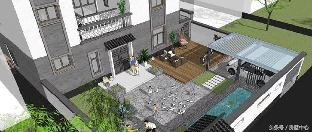 三層中式園林風格別墅設計圖，涼亭池塘應有盡有，一家人其樂融融