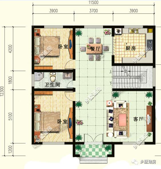兩款經(jīng)典農(nóng)村別墅設(shè)計圖，12x11米，施工難度不大，建成肯定出彩