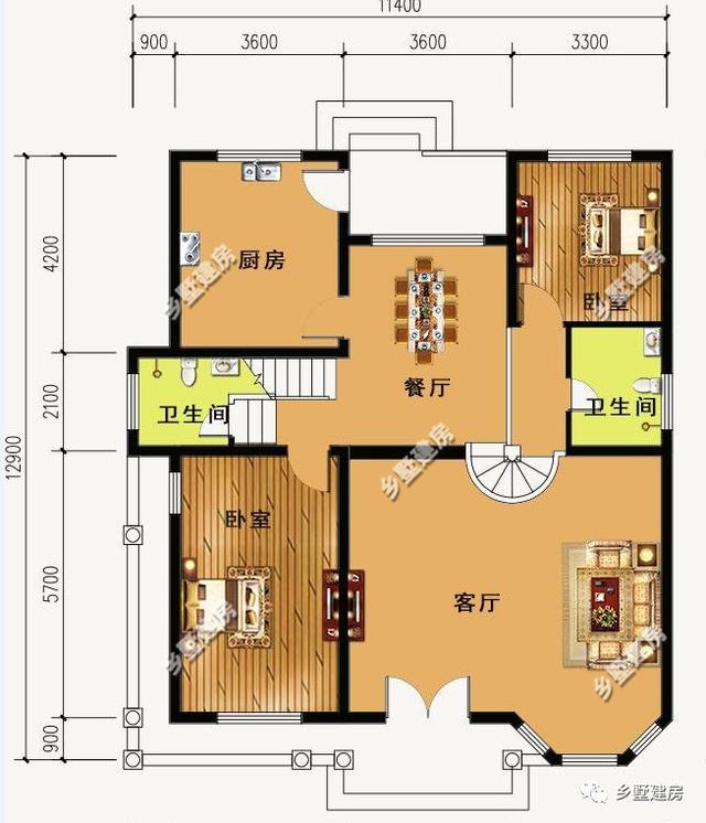 兩款經(jīng)典農(nóng)村別墅設(shè)計圖，12x11米，施工難度不大，建成肯定出彩