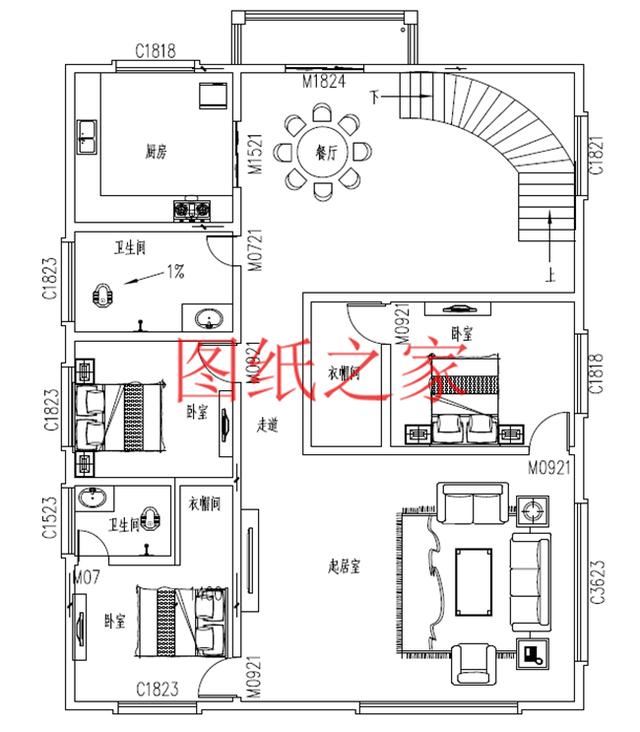 農村四層別墅設計圖，層數多，空間大，適合人口多的家庭