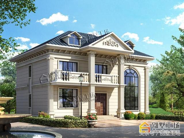 二層簡(jiǎn)歐農(nóng)村別墅設(shè)計(jì)圖，外觀雅致明亮