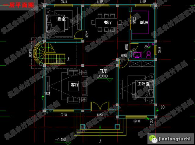 11×11米三層別墅設(shè)計施工圖紙，造價30萬以內(nèi)，十分劃算