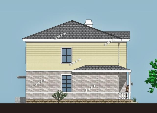 二層鄉村自建房設計圖，戶型方正，造型簡潔大方，居住舒適，適合在農村建造