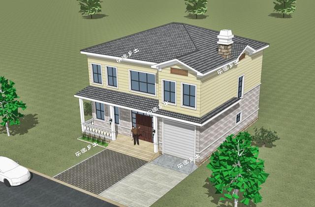 二層鄉村自建房設計圖，戶型方正，造型簡潔大方，居住舒適，適合在農村建造