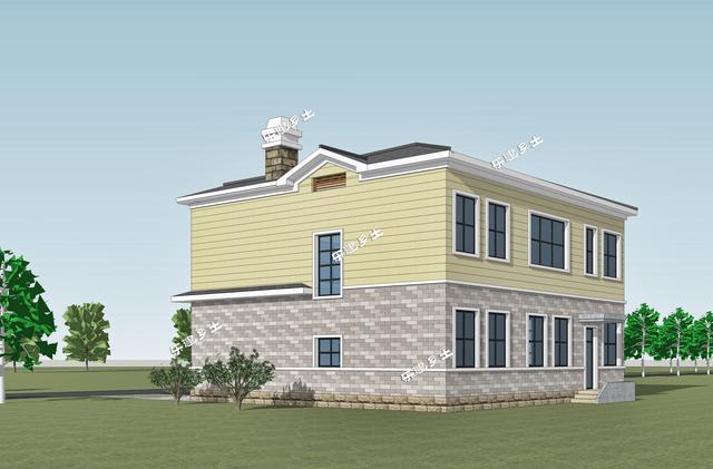 二層鄉村自建房設計圖，戶型方正，造型簡潔大方，居住舒適，適合在農村建造