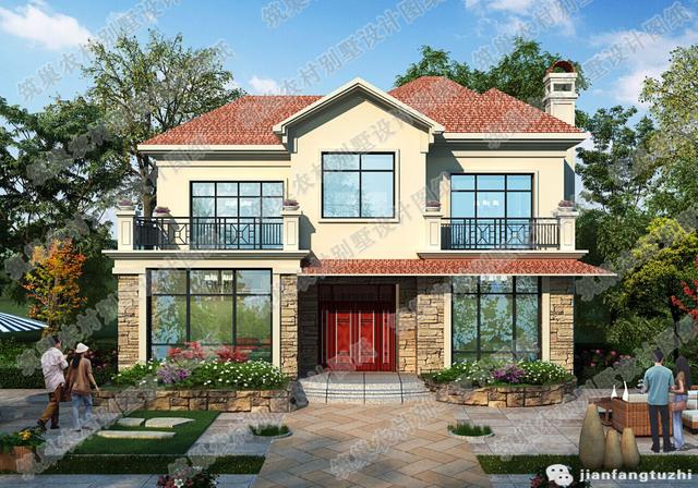 今年爆款二層中式平屋頂自建房設計圖紙，簡單大氣，造價不高，施工簡便