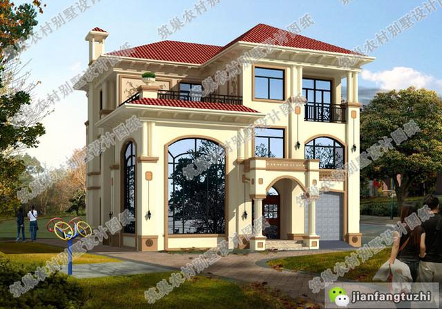 推薦2款高品質設計圖紙，三層農村自建別墅帶挑空客廳+落地窗