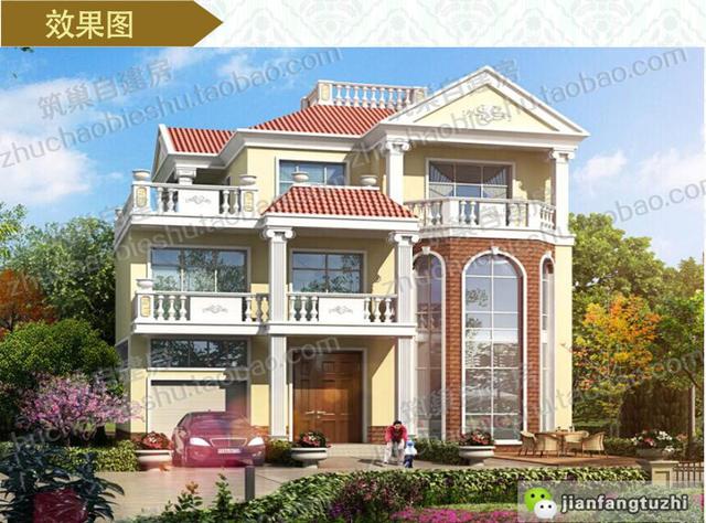 推薦2款高品質設計圖紙，三層農村自建別墅帶挑空客廳+落地窗