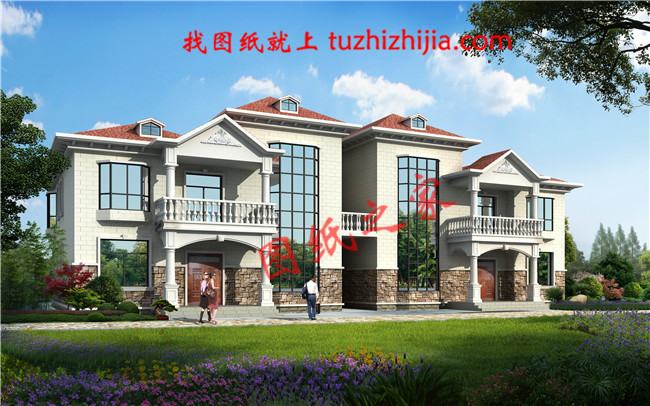 農村二層半小別墅設計圖紙，客廳中空，圖紙為一戶的戶型