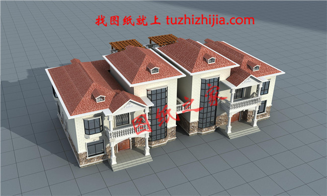 農村二層半小別墅設計圖紙，客廳中空，圖紙為一戶的戶型