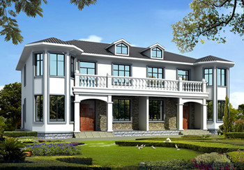 二層農村雙拼別墅帶露臺設計圖，20×11.8米，單戶110平米