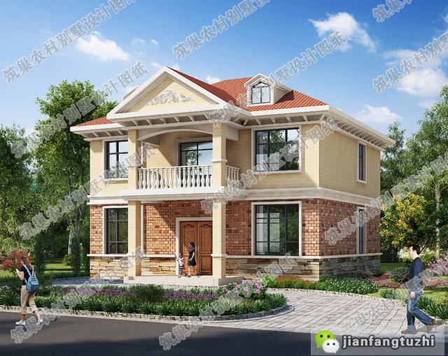 農村二層自建房設計施工全套效果圖，占地約120平方米，3廳4臥