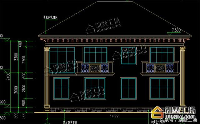 二層簡歐農村別墅設計圖，挑高復式客廳，配色簡單，整體方正大方