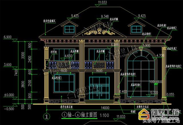 二層簡歐農村別墅設計圖，挑高復式客廳，配色簡單，整體方正大方