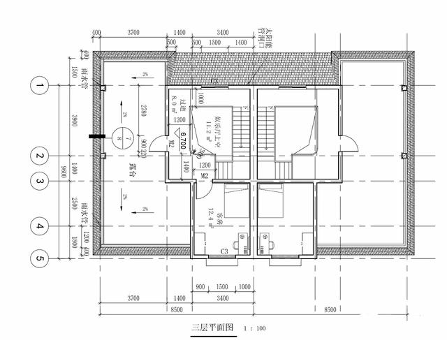 兩層半雙拼別墅設計圖，17x11.6米，適合家中兄弟二人建造