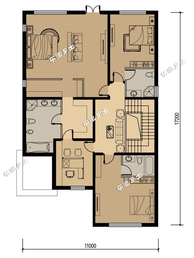 豪華法式雙拼別墅設計圖，帶車庫，適合家境殷實或者家庭成員較多的家庭參考建造
