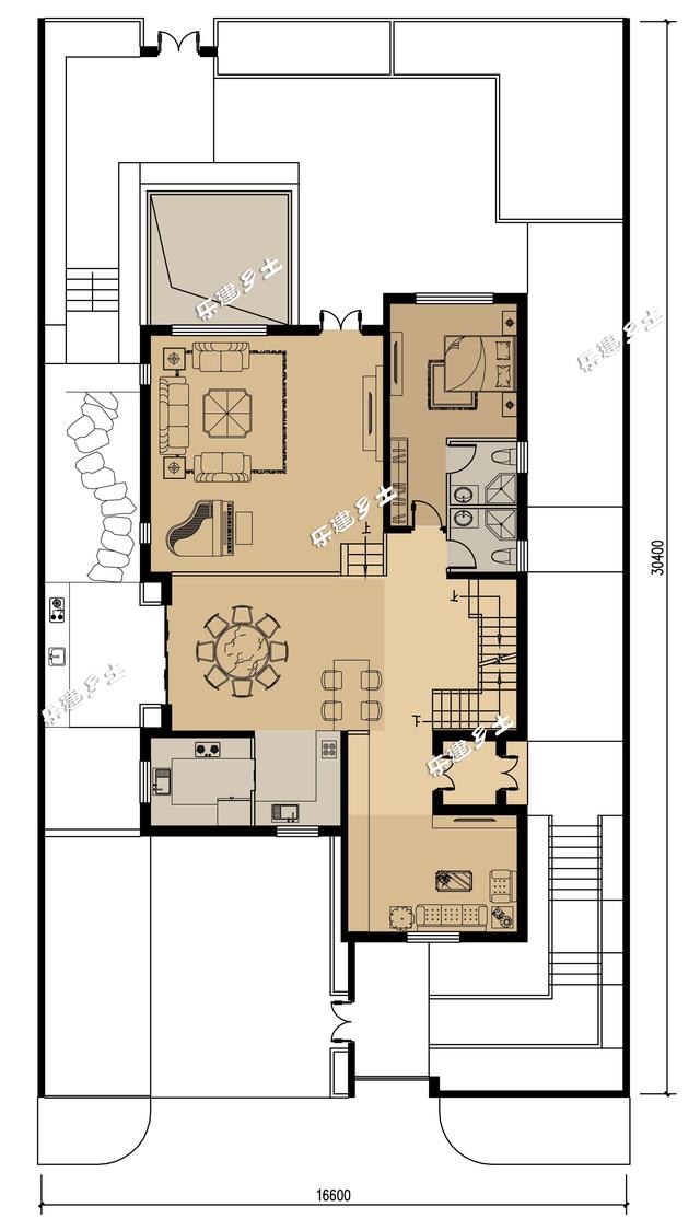 豪華法式雙拼別墅設計圖，帶車庫，適合家境殷實或者家庭成員較多的家庭參考建造