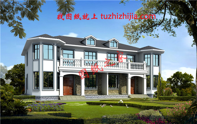 二層農(nóng)村雙拼別別墅帶露臺(tái)設(shè)計(jì)圖，20&times;11.8米，單戶110平米