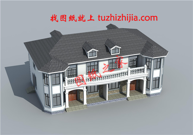 二層農(nóng)村雙拼別別墅帶露臺(tái)設(shè)計(jì)圖，20&times;11.8米，單戶110平米