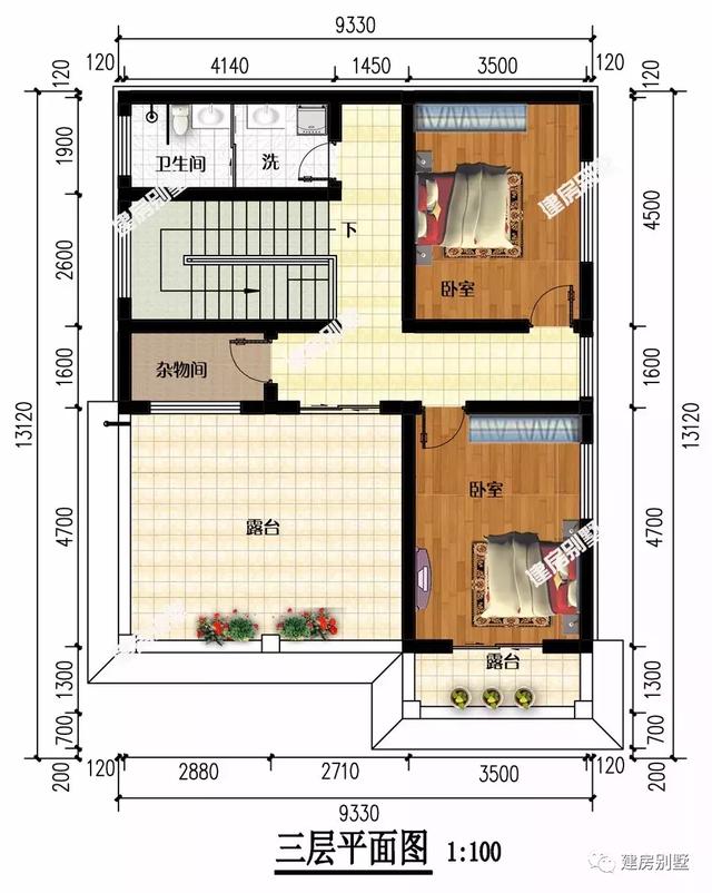 開間不到10米的農村別墅設計戶型，簡約施工難度不高，返鄉建房的首選