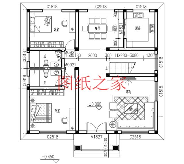 農(nóng)村二層別墅設計圖，簡單大方，占地面積120平方米到150平方米