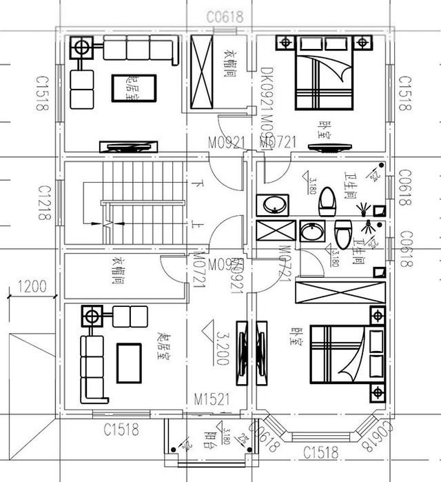占地小巧的三層自建別墅設(shè)計圖，占地100平，開間8米，戶型很實用