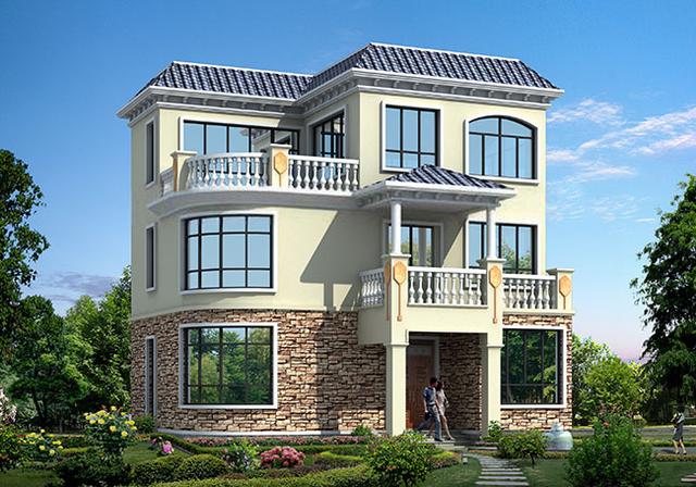 占地小巧的三層自建別墅設(shè)計圖，占地100平，開間8米，戶型很實用