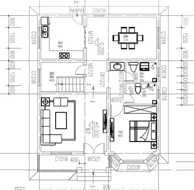 占地小巧的三層自建別墅設(shè)計圖，占地100平，開間8米，戶型很實用