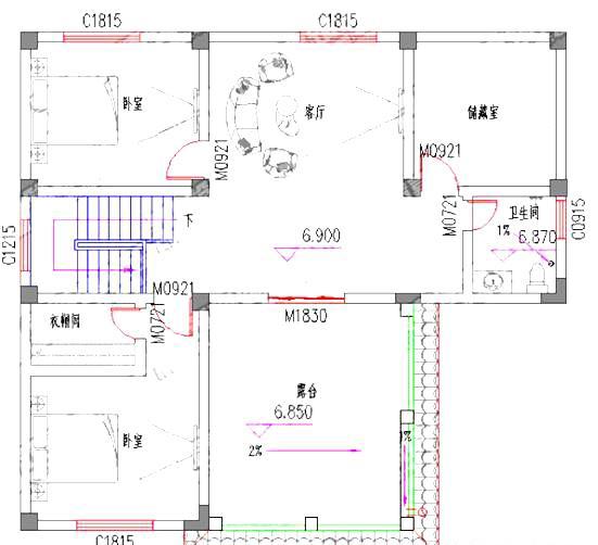 占地約140平方米三層美式農村自建房設計圖，室內布局充分考慮空間的實用性和舒適性