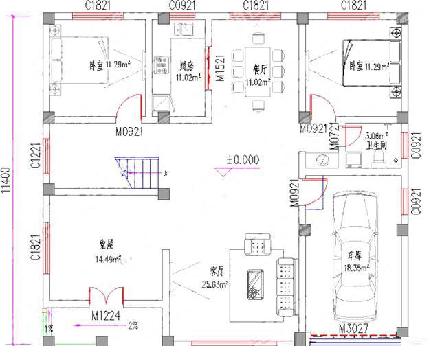 占地約140平方米三層美式農村自建房設計圖，室內布局充分考慮空間的實用性和舒適性