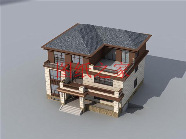 適合大宅基地的三層別墅，包括全套圖紙，豪華氣派，絕對讓你眼前一亮！