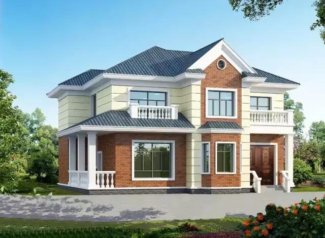 13.6×12.3米農(nóng)村二層自建房，帶飄窗，經(jīng)濟(jì)又美觀。