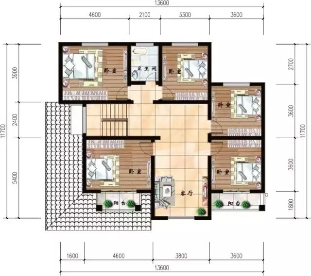 13.6×12.3米農(nóng)村二層自建房，帶飄窗，經(jīng)濟(jì)又美觀。