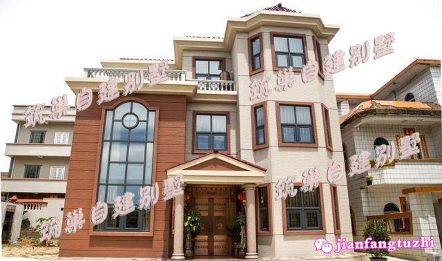 占地140平三層磚混結構別墅設計圖，精致漂亮，（附別墅建成實拍外觀圖）