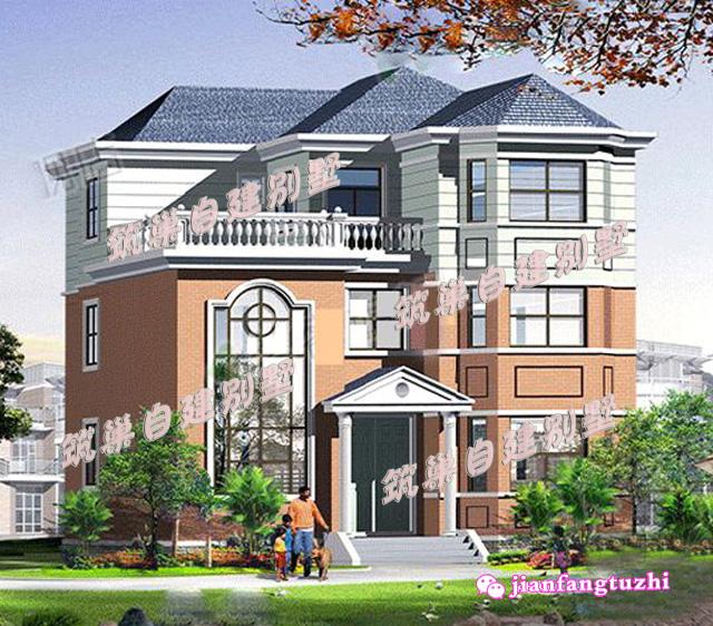 占地140平三層磚混結構別墅設計圖，精致漂亮，（附別墅建成實拍外觀圖）