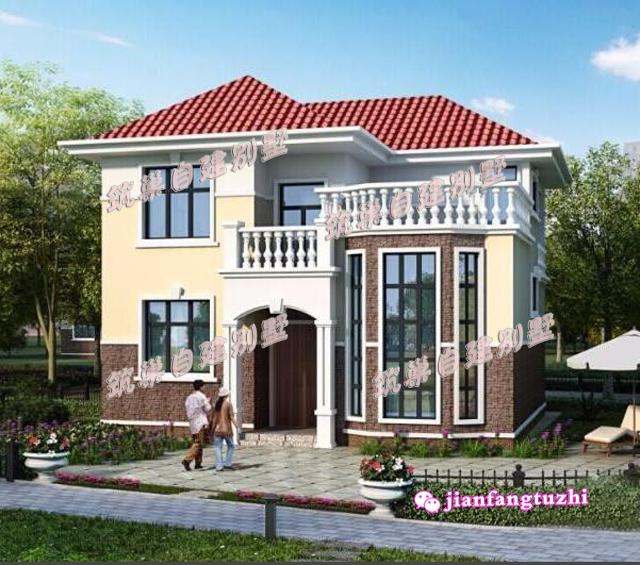 10米x10米農村二層帶夾層磚混結構別墅設計圖，戶型方正，戶型十分漂亮，造價20萬（附鏡像圖）