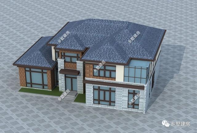 19x13米二層現代別墅設計圖，簡潔大方，帶挑空客廳+獨立式廚房，農村獨一無二